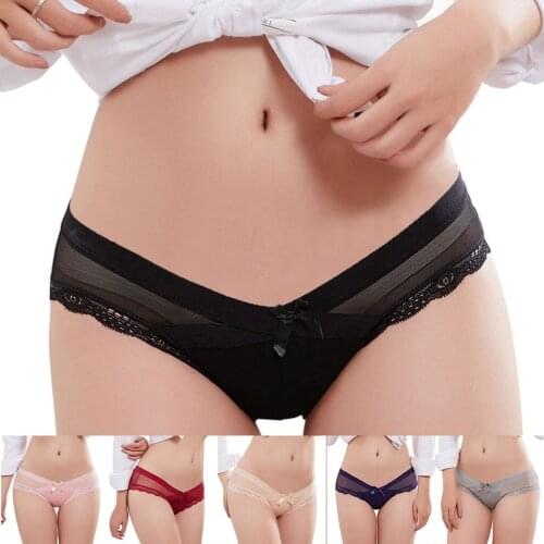Sexy Lace Plus Size Panties Seamless Low-rise Women Panties Bowknot Thong G-String Brief Underpant Women Lingerie