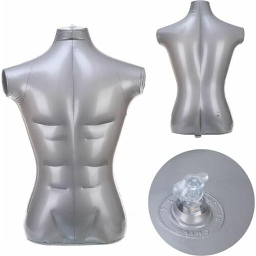 1*Model PVC Plastic Male Inflatable Torso Form Mannequin Model Silver Shop Display Models Storage Model Dummy Torso