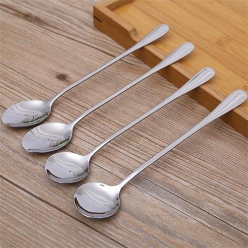 10 pcs/lot 19.3*3cm NEW Creative stainless steel long-handled spoon coffee stirring spoon Tablespoon 2 styles free choose
