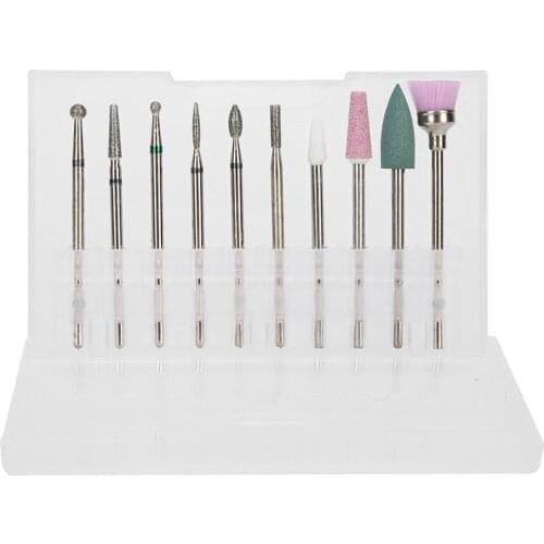 10pcs Nail Art Grinding Head Dead Skin Removal Nail Drill Bits Sanding Polishing Head Set Nail Tungsten Alloy Grinding Head Set