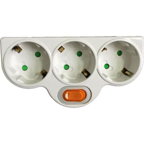 2PCS 4.8MM EU Plug Power Socket 1 TO 3 Way EU Standard Power Adapter Socket 16A Travel Plugs European Type Conversion Plug