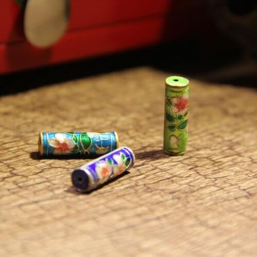 5pcs Colorful Enamel Filigree Long Cylindrical Beads DIY Jewelry Making Earrings Bracelet Necklace Cloisonne Copper Accessories