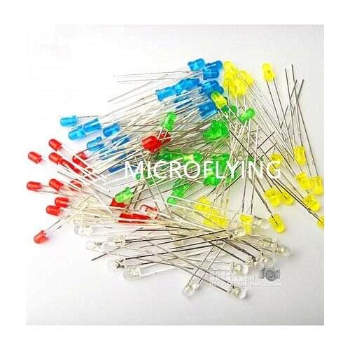 5Value*20pcs 5mm LED diode Light Assorted Kit LEDs Set White Yellow Red Green Blue free shiiping electronic kit
