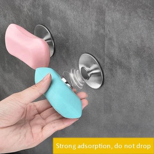 Stainless Steel Bathroom Accessories Wall Mounted Storage Rack Dish With Sticker Soap Shelves Magnetic Soap Holders