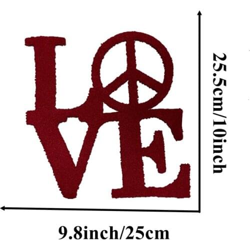 New Custom 10" Red Chenille LOVE Patches Iron on Letters Embroidered Appliques for Hoddlies Chlothes 1 Piece