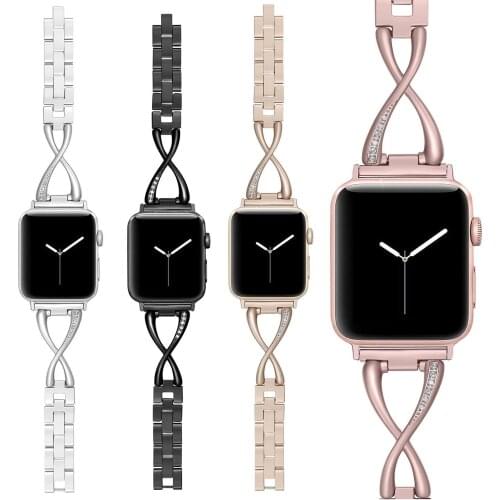 Diamonds Stainless Steel Strap for Apple Watch Band 44mm 40mm 42mm 38mm Bracelet for Apple Watch Series 4 3 5 6 Women Wristband