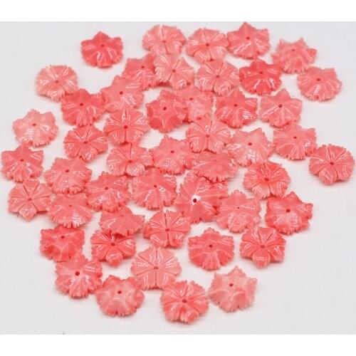 10 Pcs Natural Coral Beads Flower Shape Pink Coral Loose Beads Necklace Accessories Coral Charms for Jewelry Making Bracelet
