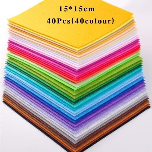 40Pcs 15x15cm Felt Fabric Practical Fashion Home Gifts Non Woven Multicolor Wedding Polyester Cloth Sewing Crafts