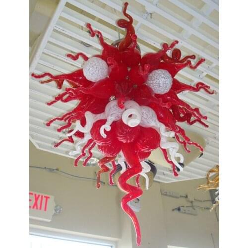Hot Sale Restaurant Decor Red Color Chihuly Style LED Handmade Blown GLass Chandeliers