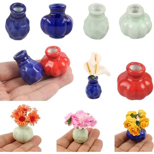 Hot！1:12 Miniature Ceramic Pot DIY Handmade Dollhouse Kitchen Living Room Garden Decor Vase