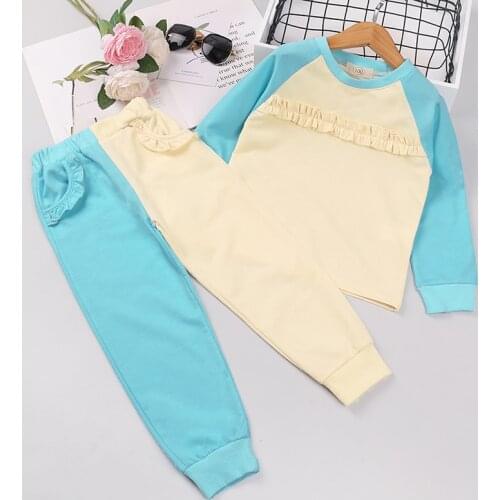 HE Hello Enjoy Girls Casual Clothing Sets Fashion Kids Sports Outfits Splicing T-Shirt And Pants Clothes Children Boys Suits