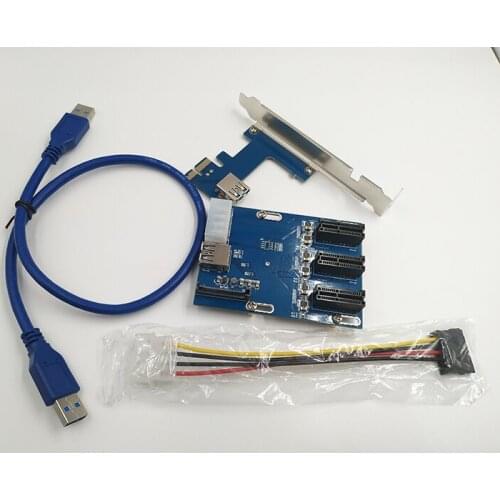 Fast Ship PCI-E Turn PCIE Riser Card 1 to 3 PCI-E 1X Expansion Card 3 Port PCIE Slots Multiplier Card for BTC LTC ETH Miners