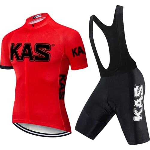 Team 2021 Cycling Jersey Set KAS Red Maillot Cyclisme 20D Bike Short Sleeve Ropa Ciclismo MENS Summer BICYCLING Clothing
