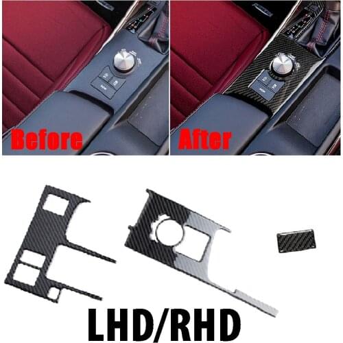 3x Carbon Fiber Gear Shift Box Panel Cover Trim Sticker LHD Fit For LEXUS IS250 IS300H IS350 2014 2015 2016 2017 2018 Decoration