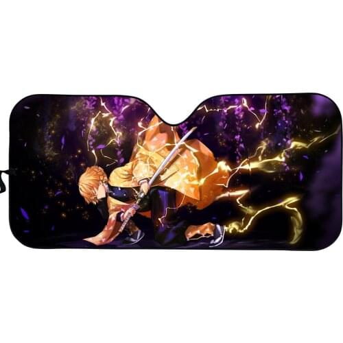 Demon Slayer Pattern Car Interior Front Windshield Sunshade UV Protected Foldable Car Front Window Sun Shade Protector Cover