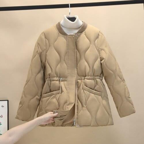 2021 Autumn Winter New Womens Cotton-padded Jacket Waist Coat Stand-up Collar Womens Plus Size Cotton-padded Outwear