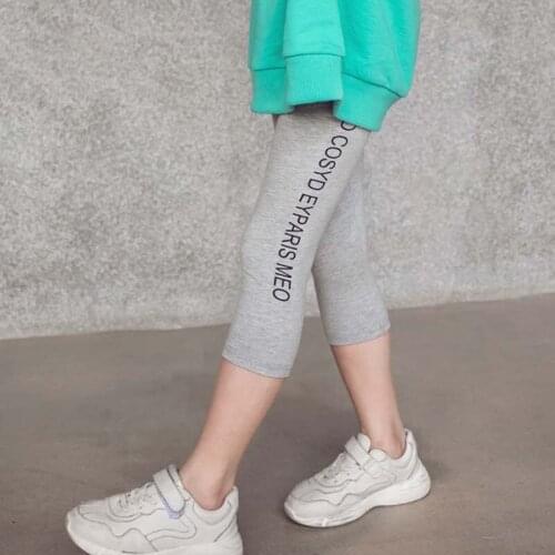 Girls' Leggings Children Letter Printing Thin Outer Wear Elastic Safety Cropped Pants WT142