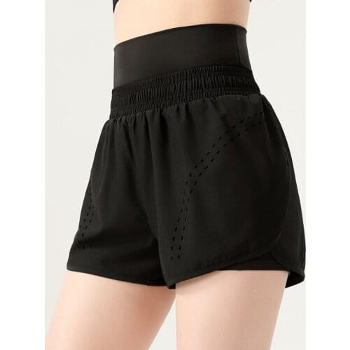 Summer High Waist Stretch Sports Shorts Women 2 In 1 Marathon Quick Dry Gym Running Loose Breathable Yoga Shorts