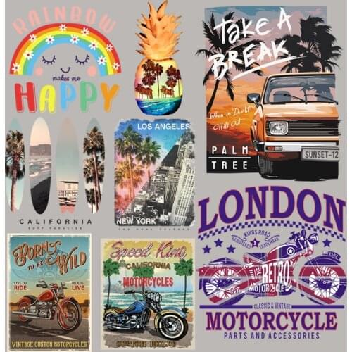 Summer T-Shirt Decor Patches Appliques On Clothes Heat Transfer Vinyl Fashion Diy Tops Appliqued Parches Over Powder Patch