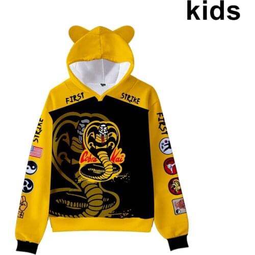 Hot sale 2 To 14 Years Kids Hoodies The Karate Kid Cobra 3D Print Hoodie Sweatshirt Boy/Girls Cartoon Clothes Tracksuit tops
