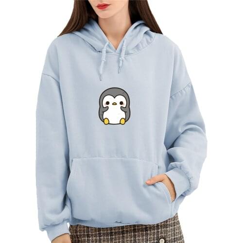 Kawaii Penguin Hoodie Harajuku Plus Size Sweetshirt Cotton Womens Streetwear Hipster Warm Hoodies for Women Pullover Feminino