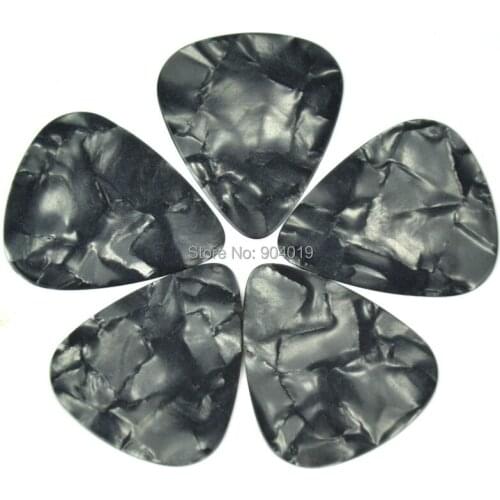 Lots of 50 pcs New Thin 0.46mm Guitar Picks No Print Pearl Black Celluloid