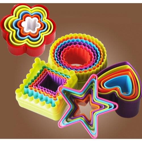 Multicolour Plastic Biscuits Mould Fruit Shear Round Circular Modulus Cookies Mousse Ring Rice Balls Embossed Device Dough Set