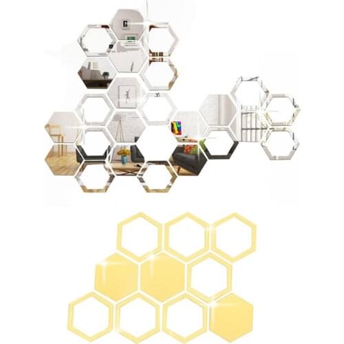 Multi-piece Package Hexagonal Honeycomb Mirror Acrylic Wall Decoration Home Decoration Accessories for Living Room Wallpaper