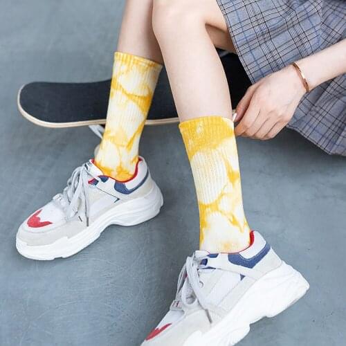 Hot Fashion Men/Women Socks Cotton Colorful Psychedelic Graffiti Tie dyeing funny Skateboard cute Harajuku Hiphop tube socks