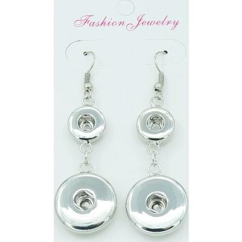Fashion Simple metal snap Drop earrings snap earrings fit 12MM/18MM snap buttons jewelry JA0004