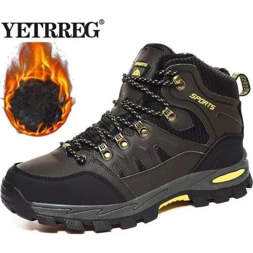 Brand Winter Mens Boots Warm Mens Snow Boots High Quality Leather Waterproof Men Sneakers Outdoor Men Hiking Boots Work Shoes