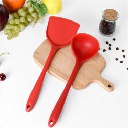 Silicone Kitchen Tools Kit 4Pcs/set Cooking Spoon Spatula Scoop Rice Set Cooking Tools New Kitchen Accessories Kitchen Helpers