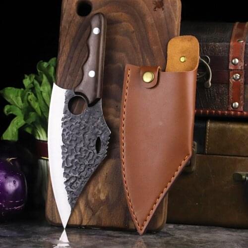 7.2 inch yellow pear wood handle sharp high hardness kitchen slicing knife household bone-picking knife outdoor camping knife