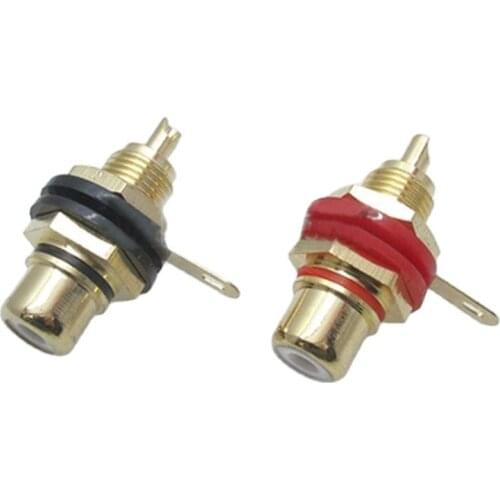 A pair Banana connector Gold-plated copper RCA plug RCA seat Stereo amplifier speakers high quality
