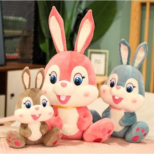30cm-55cm Smile Big Teeth Rabbit Plush Toy Cute Bunny Soft Stuffed Cartoon Animal Doll Home Decor Birthday Christmas Gift