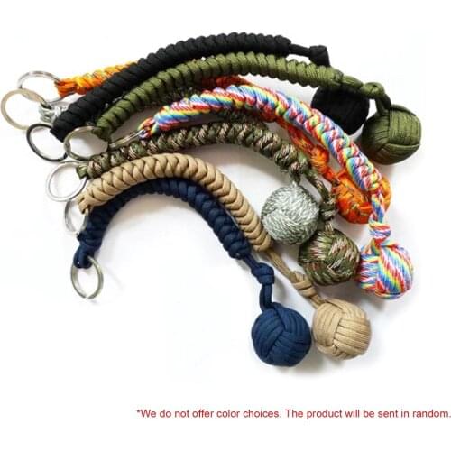 Portable Outdoor Self-defense Survive Hanging Knot Ball Hand Weaving Umbrella Rope Body Ball Key Chain Pendant 23cm