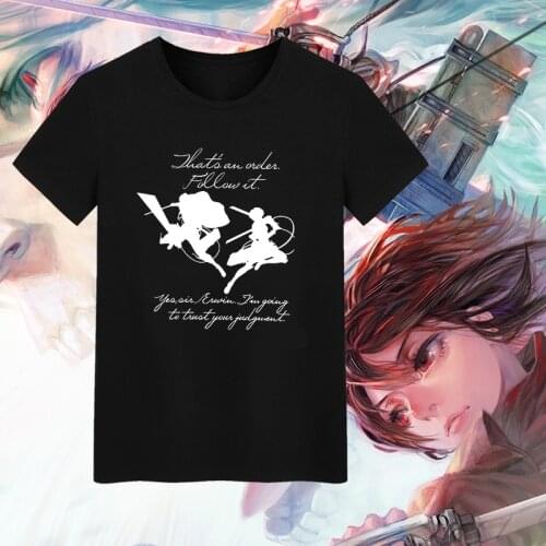 High-Q Unisex Anime Cos Attack on Titan Eren Mikasa Ackerman Casual Cotton Short Sleeve T-Shirt Tee T Shirt