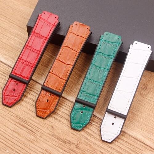 Watch Accessories Leather strap for Hublot 25mm*mm 19mm leather rubber silicone strap butterfly buckle ladies watch strap