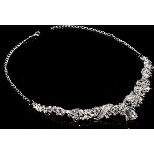 Bridal Alloy Rhinestone Necklace Earring Sets Jewelry Accessories Elegant Crystal Bride Necklace Earring Party Gifts