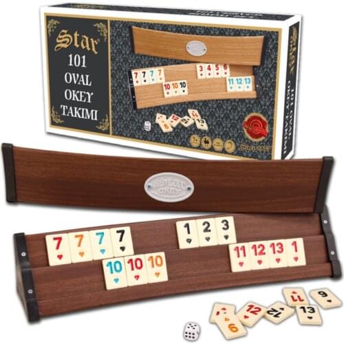 Turkish Game 101 Joker Team Oval Wooden Table Game Set Thick Big Digit Durable Colorful Family Game Souvenir