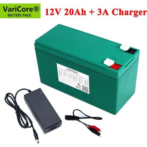 VariCore 12V 20Ah sprayer device 18650 lithium battery pack built-in BMS used for backup surveillance Camera+12.6V 3A Charger