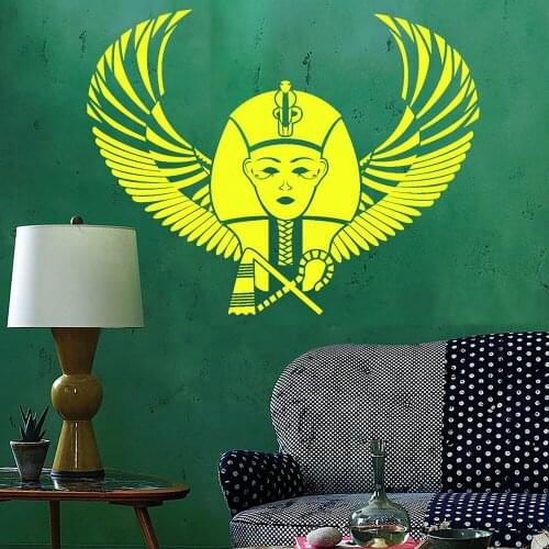 Egyptian Pharaoh Wings Vinyl Wall Decal Egypt Ancient World Family Wall Stickers Living Room Art Decoration Removable Mural Z476