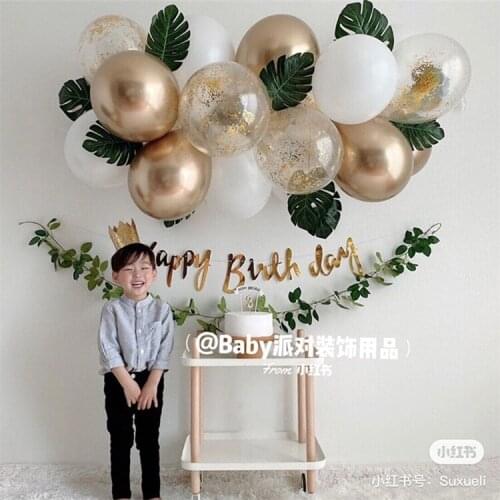 15Pcs/lot White Gold Confetti Balloons Chain 18inch Metalic Macaron Balloon Garland for Baby Shower Birthday Party Decor Supplie