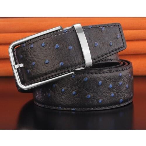 High Quality Stainless steel pin buckle luxury luxury gray belts men cowhide cintos masculinos gentleman casual Waist Strap