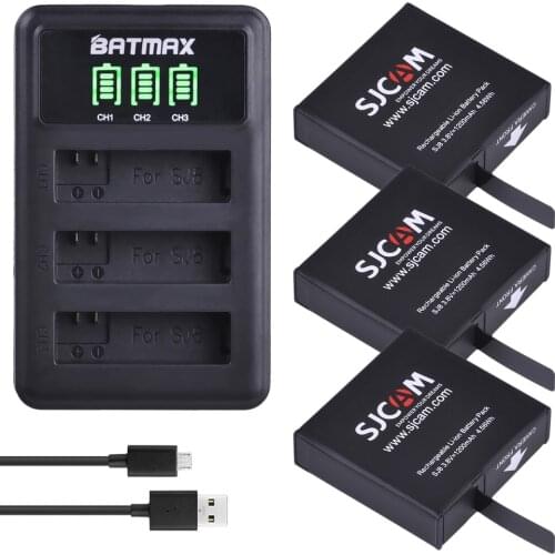 3pc for Original SJCAM SJ8 Battery +LED 3Slots USB Charger for SJCAM SJ8 Pro/ SJ8 Plus/ SJ8 Air Action Camera Accessorie