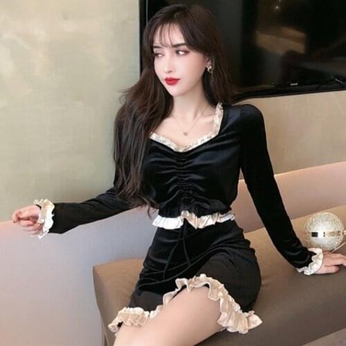 2 Sets for Women Outfits New Two Piece Set Drawstring Fungus Velvet Top and Skirt Fall Clothes for Women