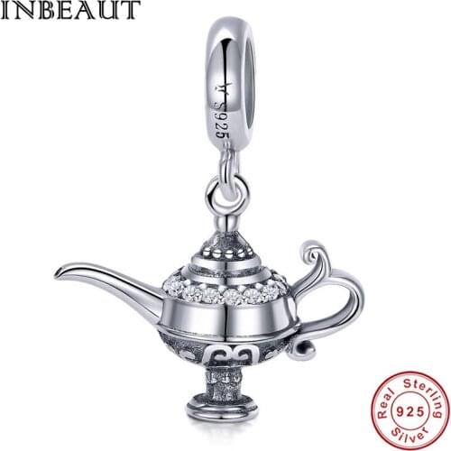 INBEAUT Vintage Bottle Pot Beads Women 925 Sterling Silver Mysterious Aladdin Lamp Pendant Charms fit s925 Bracelet DIY Gifts