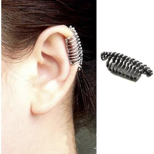 1 Pcs Punk Ear Clip Skull Vertebrae Cuff Wrap Earrings No piercing-Clip Jewelry