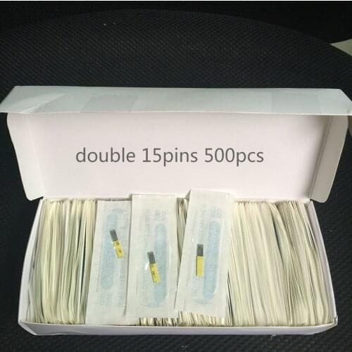 500pcs 15 Pin Double Needles Blade For Permanent Eeybrow tattoo needle tips Manual Beauty Makeup microblading blades fog eyebrow