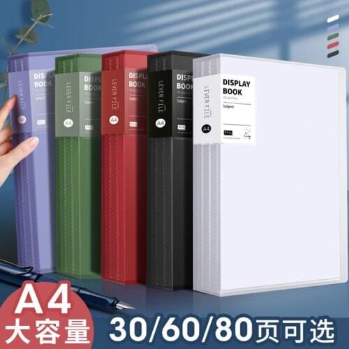 A4 File Bag Data Book 30/60/80/ Pages Large Capacity File Folder Portfolio Display Book Office Stationery